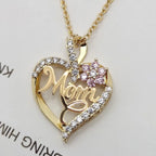Mother's Day Necklace for Mom Luxury Trendy Craved Pendant Necklace Pink Flower Aesthetic Neck Accessories Love Jewelry