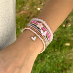 9 Pcs Bohemian Butterfly Flower Beaded Bracelet for Women Handmade Rice Beads Stacked Bracelet Bangles Set Girls Party Jewelry