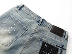RTA Brand Men's Slim Fit Paint Graffiti Damaged Destroyed Hole Skinny Denim long Trouser Jeans Pants Streetwear