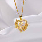 Heart Initial Letter Necklaces For Women Gold Color Stainless Steel Chain A-Z Alphabet Pendant Necklace Birthday Jewelry Gift