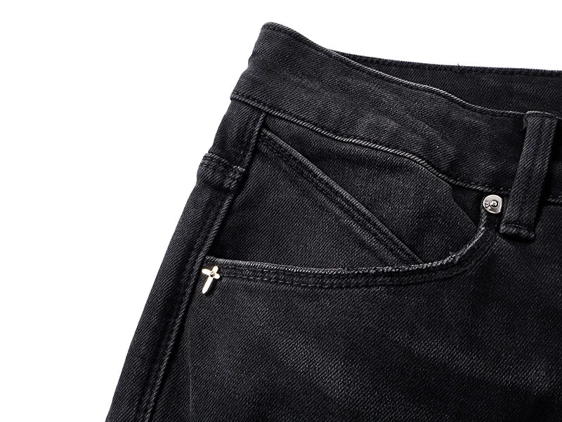RTA Brand Men's Slim Fit Paint Graffiti Damaged Destroyed Hole Skinny Denim long Trouser Jeans Pants Streetwear