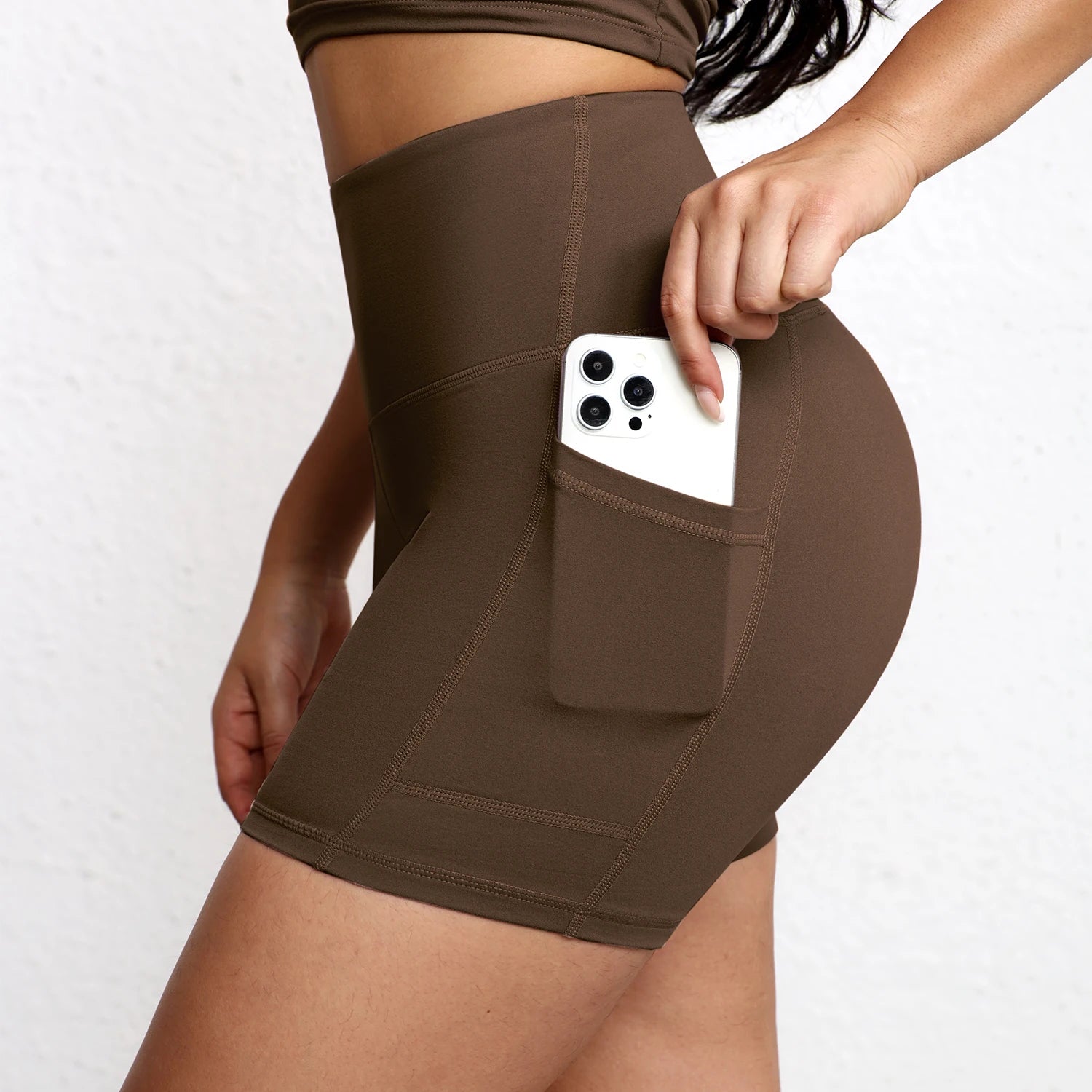 Women Sports Short With Pocketed Yoga Legging Shorts Squat Proof High Waist Fitness Tight Shorts Quick Drying Cycling Workout Gy