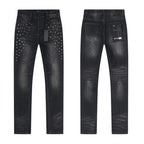RTA Brand Men's Slim Fit Paint Graffiti Damaged Destroyed Hole Skinny Denim long Trouser Jeans Pants Streetwear