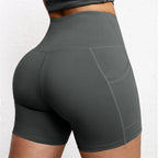 Women Sports Short With Pocketed Yoga Legging Shorts Squat Proof High Waist Fitness Tight Shorts Quick Drying Cycling Workout Gy