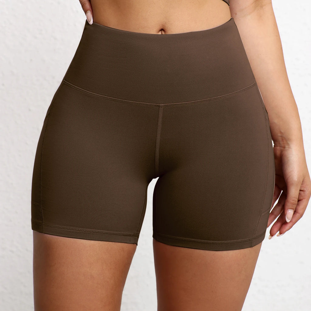 Women Sports Short With Pocketed Yoga Legging Shorts Squat Proof High Waist Fitness Tight Shorts Quick Drying Cycling Workout Gy
