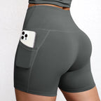 Women Sports Short With Pocketed Yoga Legging Shorts Squat Proof High Waist Fitness Tight Shorts Quick Drying Cycling Workout Gy
