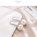 Mother's Day 925 Silver Trend Pearl Long Earrings Wedding Pendant Earrings Fashion Korean Jewelry Earrings for Women Panrty Gift
