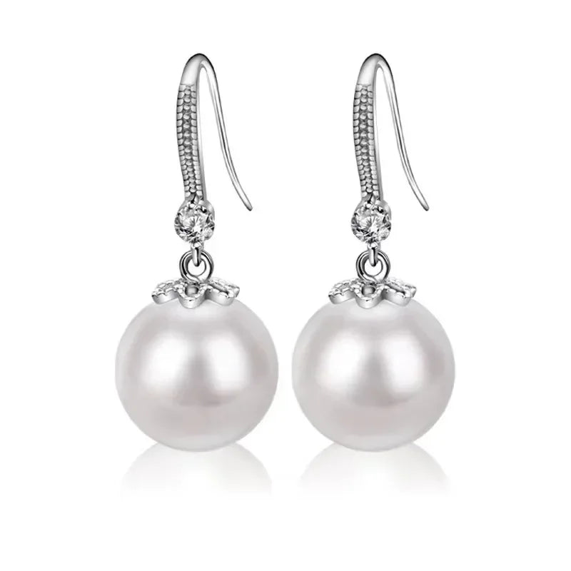 Mother's Day 925 Silver Trend Pearl Long Earrings Wedding Pendant Earrings Fashion Korean Jewelry Earrings for Women Panrty Gift