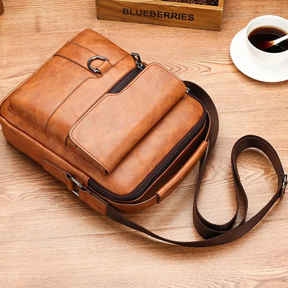 Crossbody Bag Shoulder Bags Vintage Men Handbags Large Capacity PU Leather Bag For Man Tote Bag Motorcycle Shoulder Bag