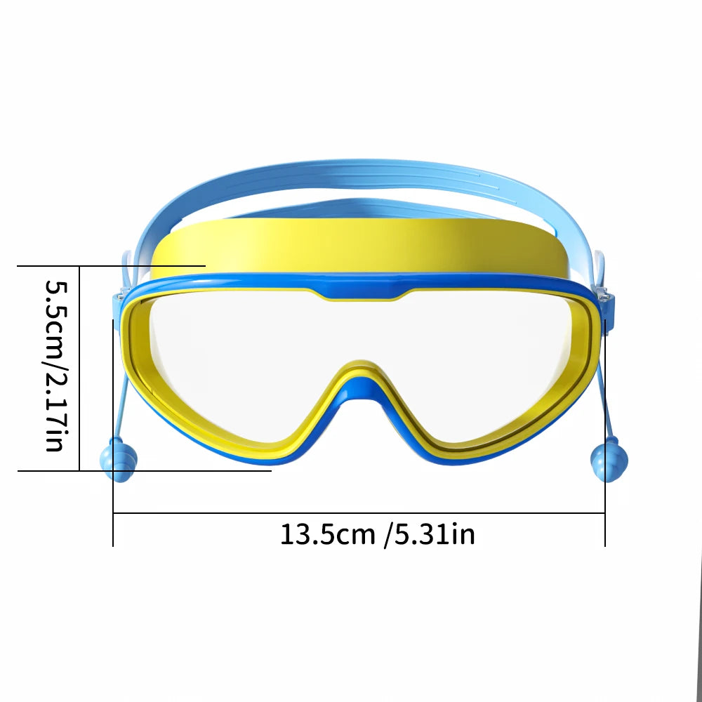 Kids Swimming Goggles Big Frame HD View Anti-fog Waterproof Children's Swim Goggles Boys and Girls Multi-color to Choose