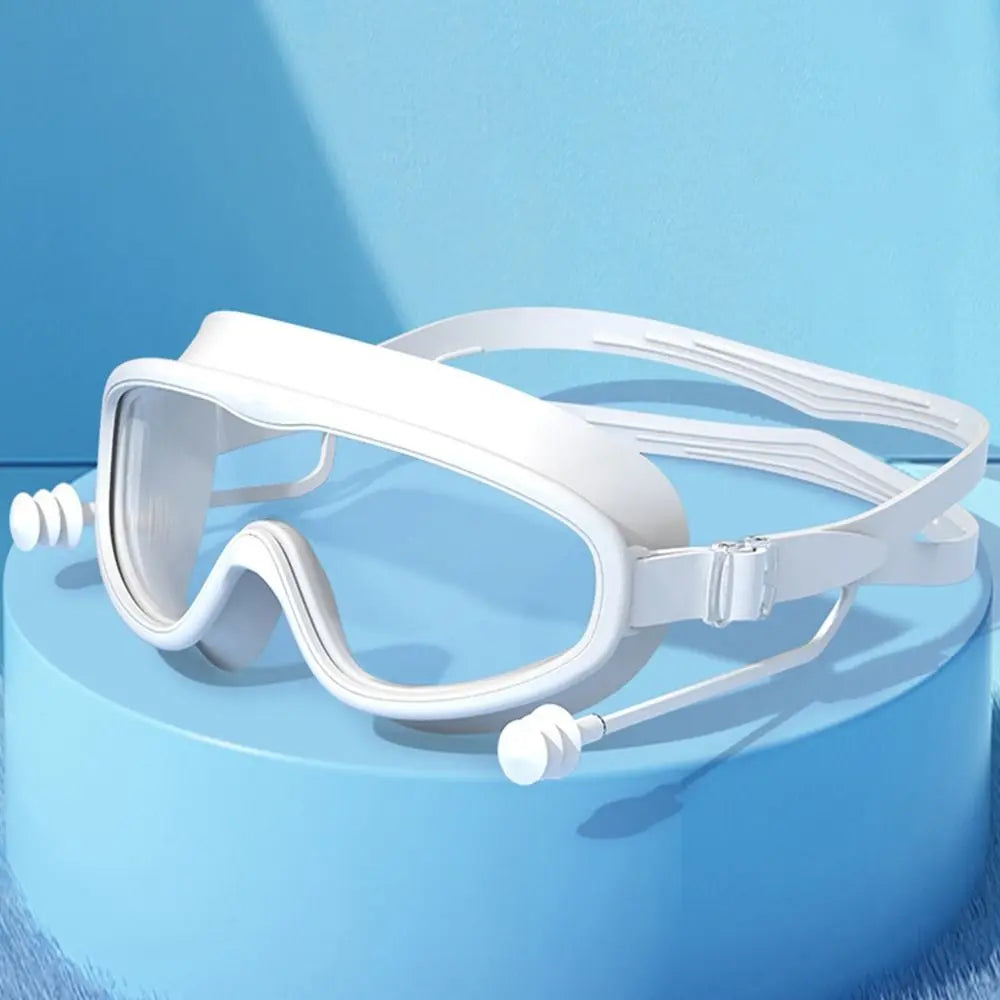 Kids Big Frame Swimming Goggles with Earplugs Children's Anti-fog Swimming Glasses Boys Girls Pool Beach Eyewear Swim Goggles