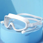 Kids Big Frame Swimming Goggles with Earplugs Children's Anti-fog Swimming Glasses Boys Girls Pool Beach Eyewear Swim Goggles