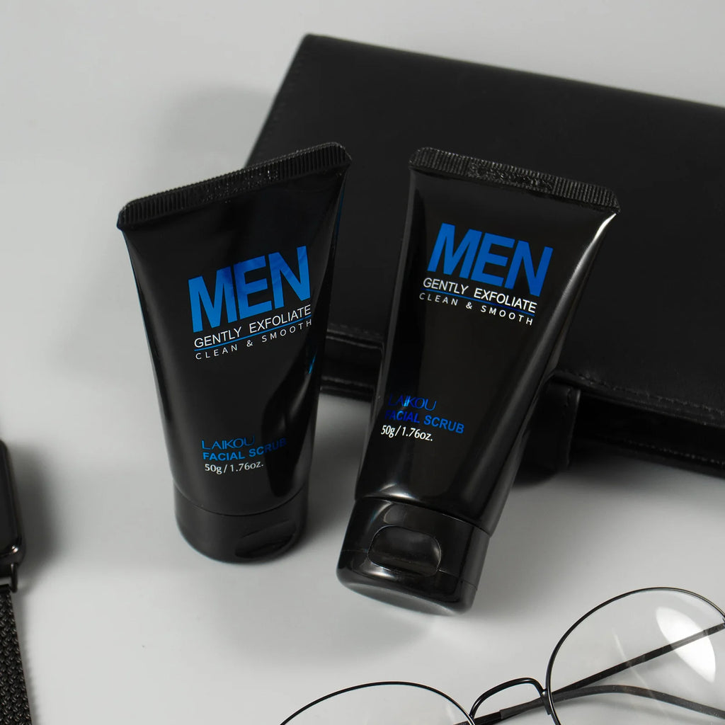 Men Facial Scrub Deep Cleansing Exfoliates Softens Skin Improves Clogged Pores Hydration Formula For Healthy Look 2 In 1