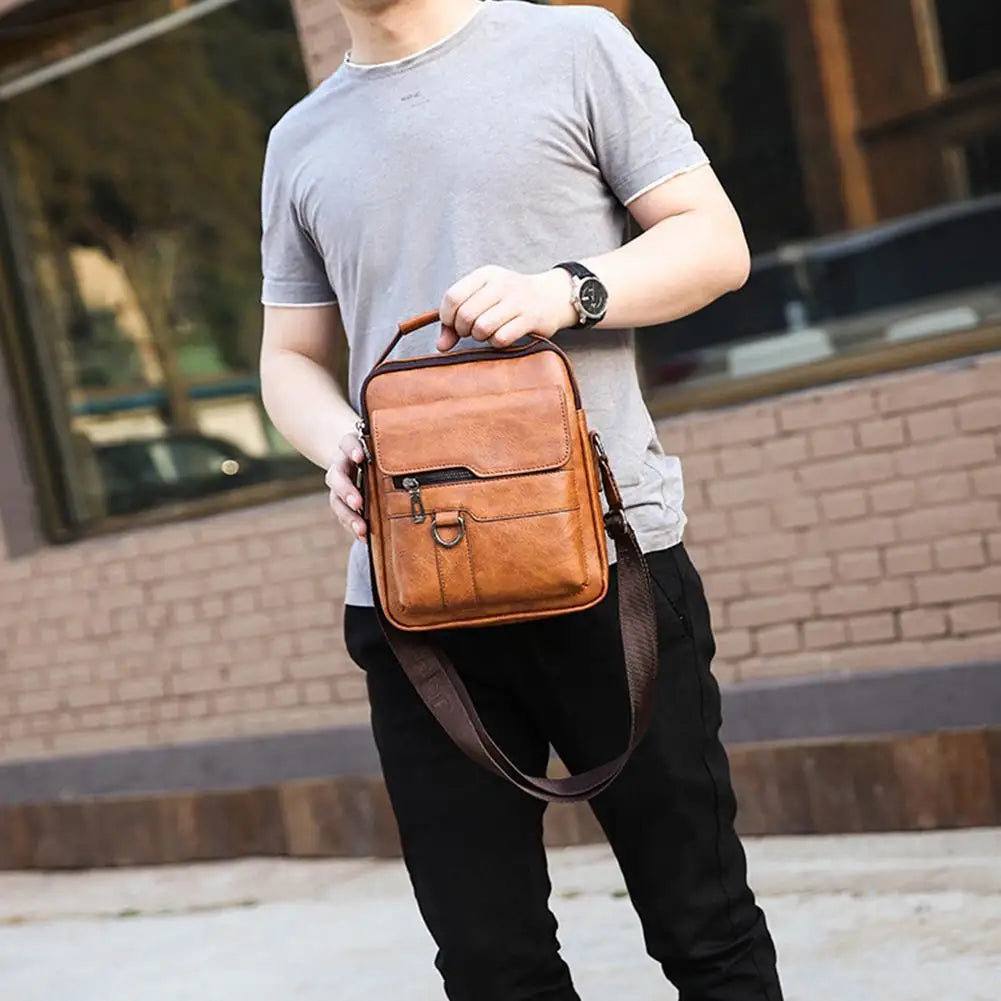 Crossbody Bag Shoulder Bags Vintage Men Handbags Large Capacity PU Leather Bag For Man Tote Bag Motorcycle Shoulder Bag