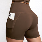 Women Sports Short With Pocketed Yoga Legging Shorts Squat Proof High Waist Fitness Tight Shorts Quick Drying Cycling Workout Gy