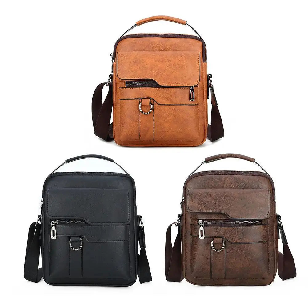 Crossbody Bag Shoulder Bags Vintage Men Handbags Large Capacity PU Leather Bag For Man Tote Bag Motorcycle Shoulder Bag
