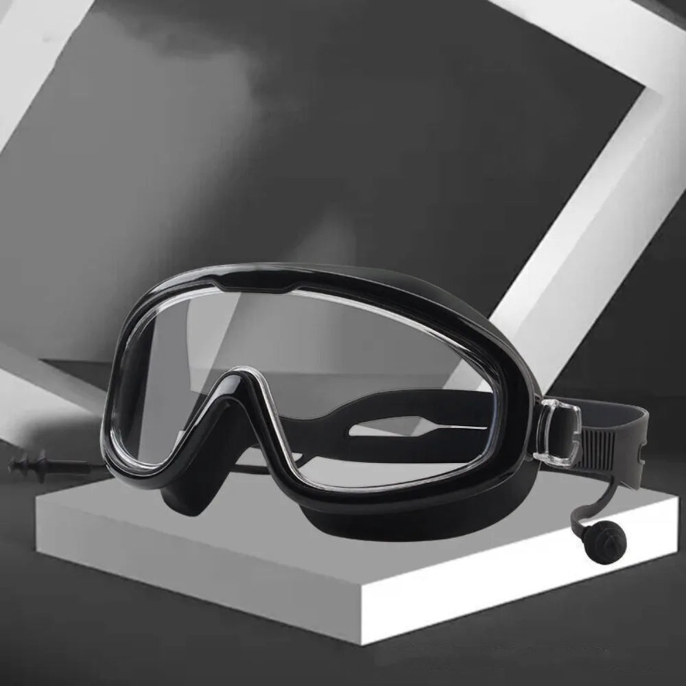 Outdoor Swim Goggles Waterproof Anti-Fog Wide View Scuba Diving Swimming Glasses with Earplugs Adult Youth Swim Eyewear