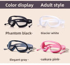 Professional Swimming Goggles Set, Large Frame Anti-Fog, Waterproof HD Lens, Includes Swim Cap for Men Women Children