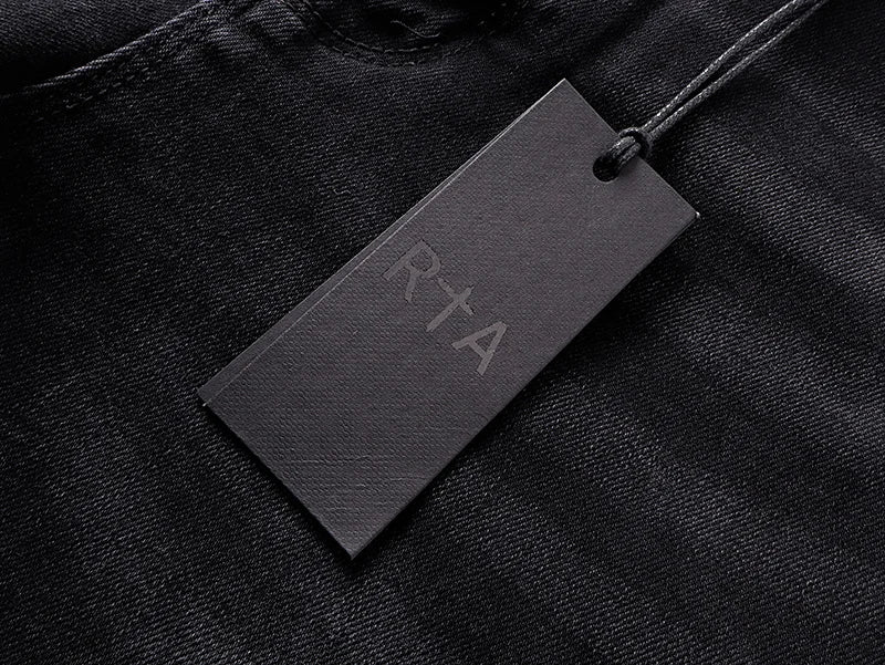 RTA Brand Men's Slim Fit Paint Graffiti Damaged Destroyed Hole Skinny Denim long Trouser Jeans Pants Streetwear