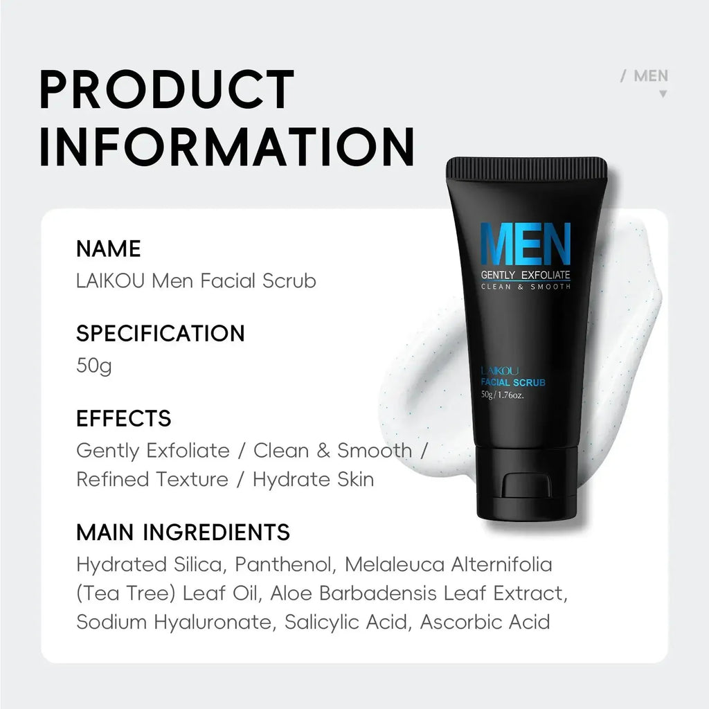 Men Facial Scrub Deep Cleansing Exfoliates Softens Skin Improves Clogged Pores Hydration Formula For Healthy Look 2 In 1