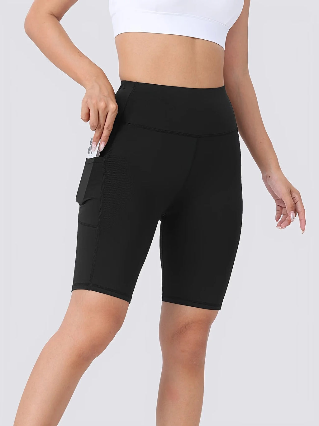 Summer Cycling Sports Shorts Running Fitness Quick Dry Breathable Sports Knee Length Pants High Waist Abdomen Control Yoga Short