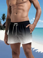 Mens Swim Trunks with Mesh Lining Side Pockets Solid Beach Shorts Quick Dry Lightweight Drawstring Board Shorts Summer Swimwear