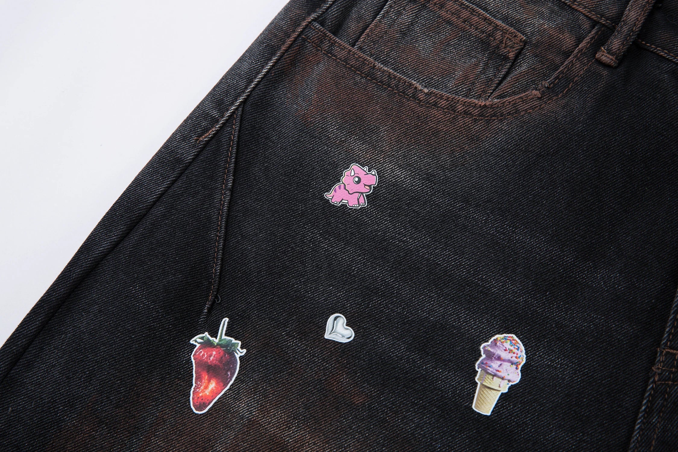 #N01 Cartoon Fun Print Wide Leg Jeans for Men 2025ss Spring Loose Long Pants