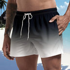 Mens Swim Trunks with Mesh Lining Side Pockets Solid Beach Shorts Quick Dry Lightweight Drawstring Board Shorts Summer Swimwear