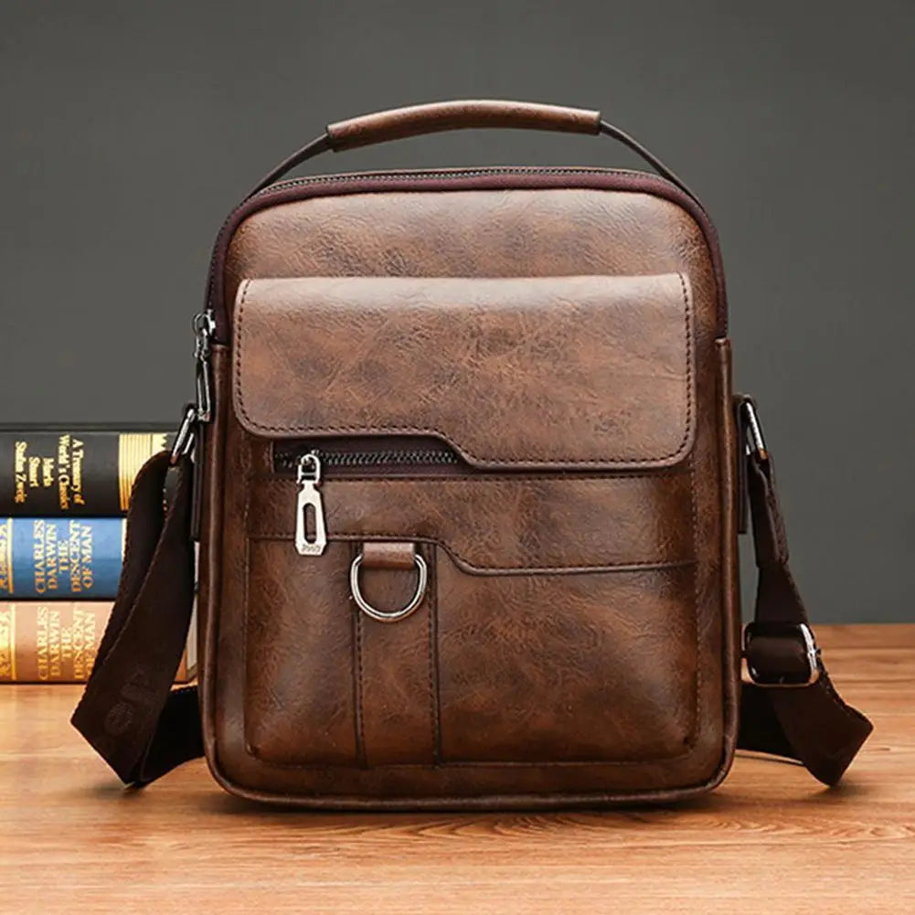Crossbody Bag Shoulder Bags Vintage Men Handbags Large Capacity PU Leather Bag For Man Tote Bag Motorcycle Shoulder Bag