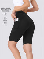 Summer Cycling Sports Shorts Running Fitness Quick Dry Breathable Sports Knee Length Pants High Waist Abdomen Control Yoga Short