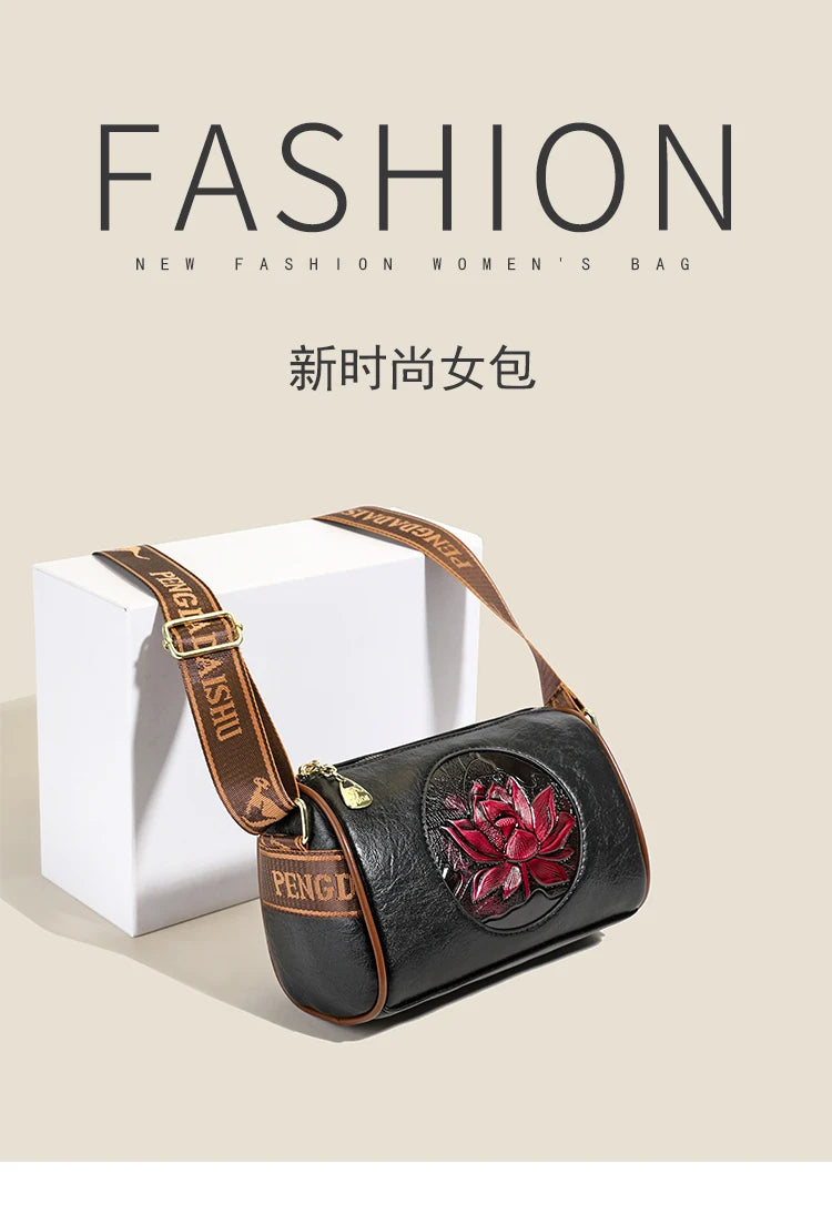 Casual Women Handbag Soft Leather Shoulder Crossbody Bags for Women 2024 New Fashion Print Ladies Messenger Tote Bag