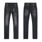 RTA Brand Men's Slim Fit Paint Graffiti Damaged Destroyed Hole Skinny Denim long Trouser Jeans Pants Streetwear