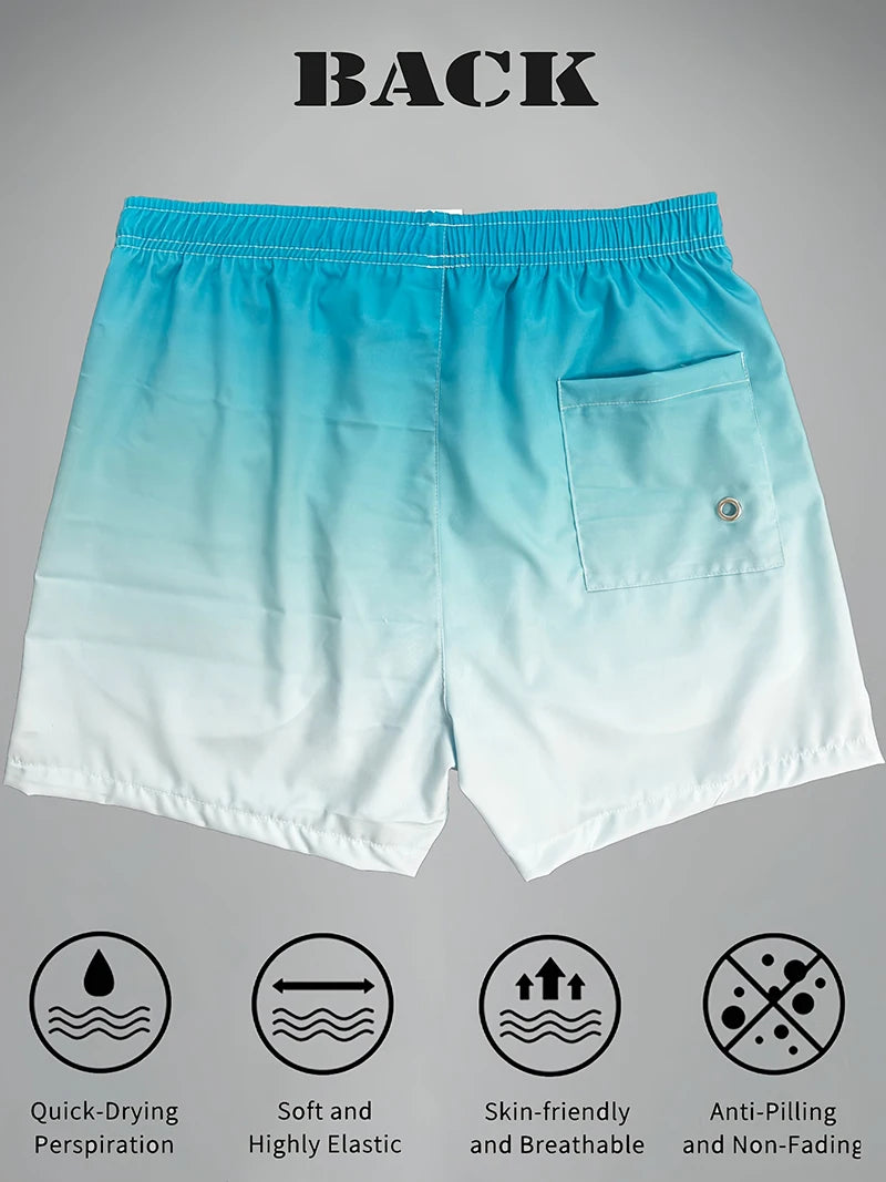 Mens Swim Trunks with Mesh Lining Side Pockets Solid Beach Shorts Quick Dry Lightweight Drawstring Board Shorts Summer Swimwear