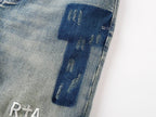 RTA Brand Men's Slim Fit Paint Graffiti Damaged Destroyed Hole Skinny Denim long Trouser Jeans Pants Streetwear
