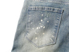 RTA Brand Men's Slim Fit Paint Graffiti Damaged Destroyed Hole Skinny Denim long Trouser Jeans Pants Streetwear