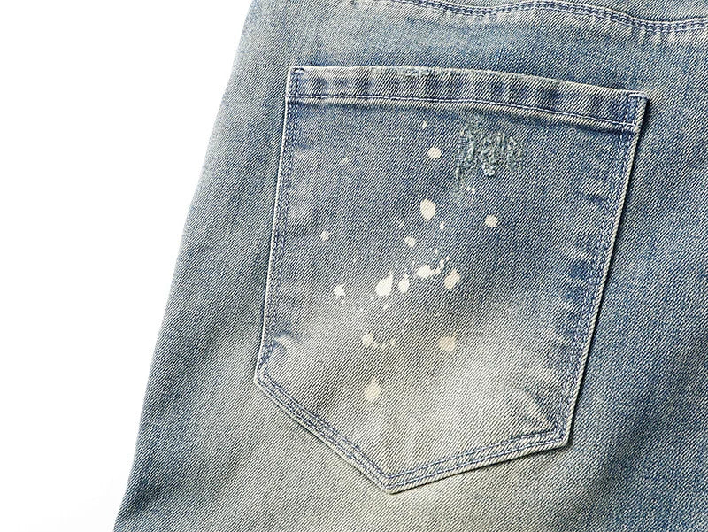 RTA Brand Men's Slim Fit Paint Graffiti Damaged Destroyed Hole Skinny Denim long Trouser Jeans Pants Streetwear