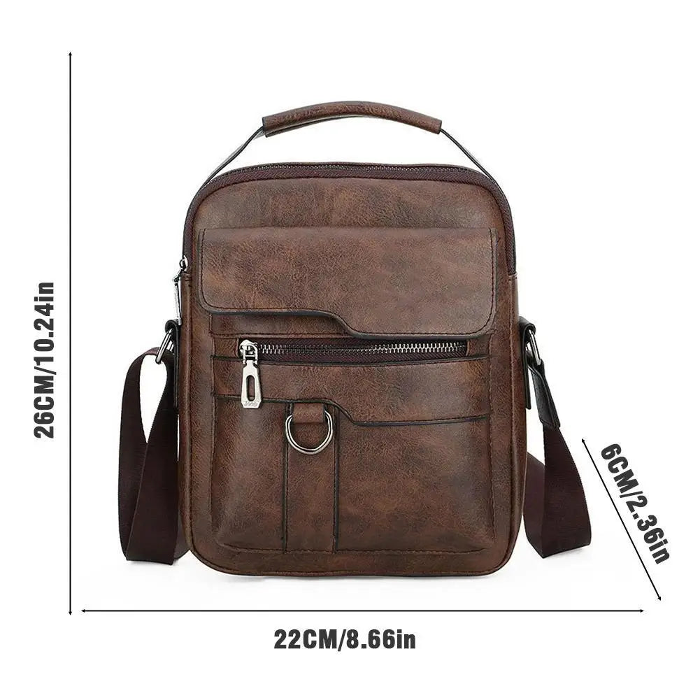 Crossbody Bag Shoulder Bags Vintage Men Handbags Large Capacity PU Leather Bag For Man Tote Bag Motorcycle Shoulder Bag