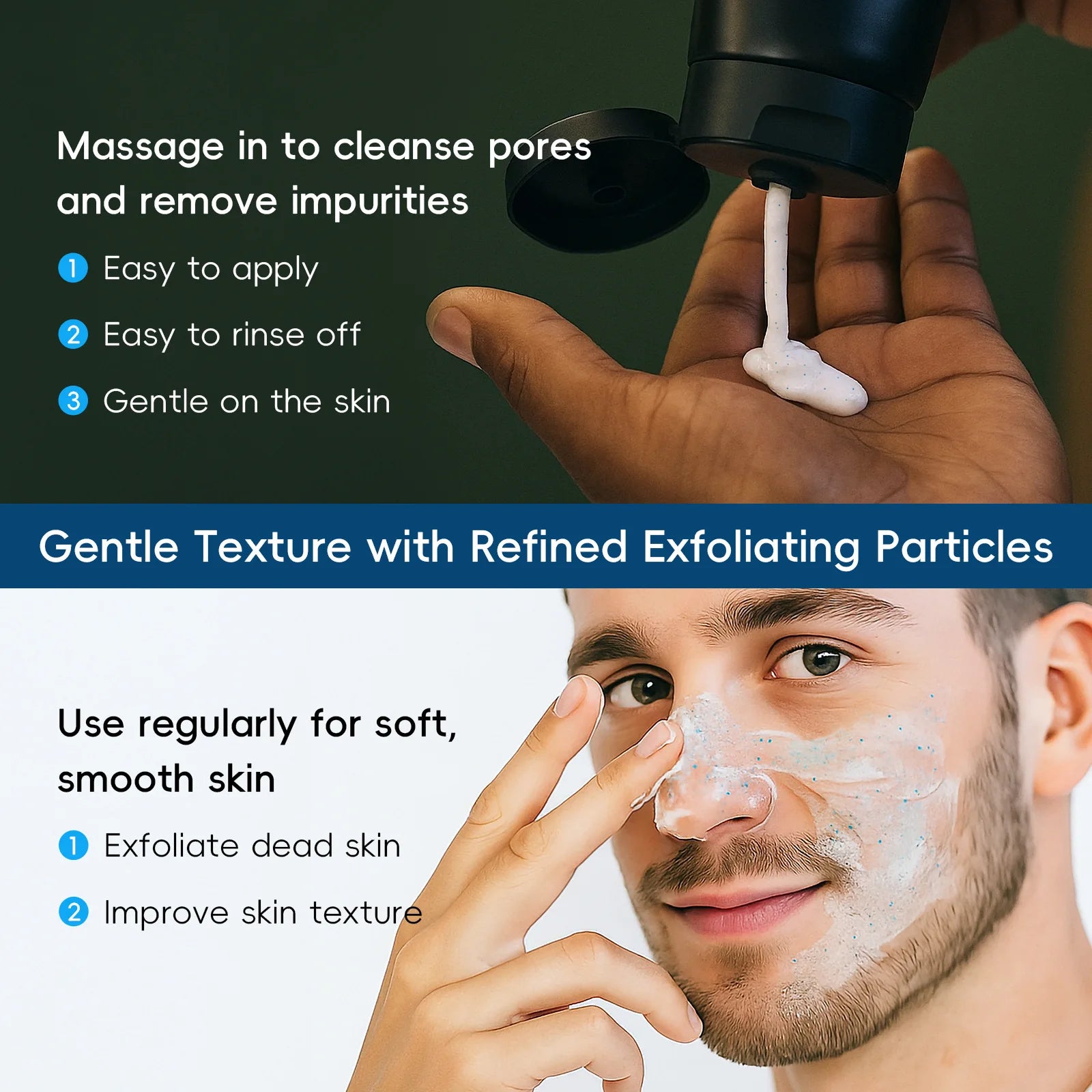Men Facial Scrub Deep Cleansing Exfoliates Softens Skin Improves Clogged Pores Hydration Formula For Healthy Look 2 In 1