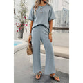 Two Pieces Outfits Knitted Crew Neck Button Set