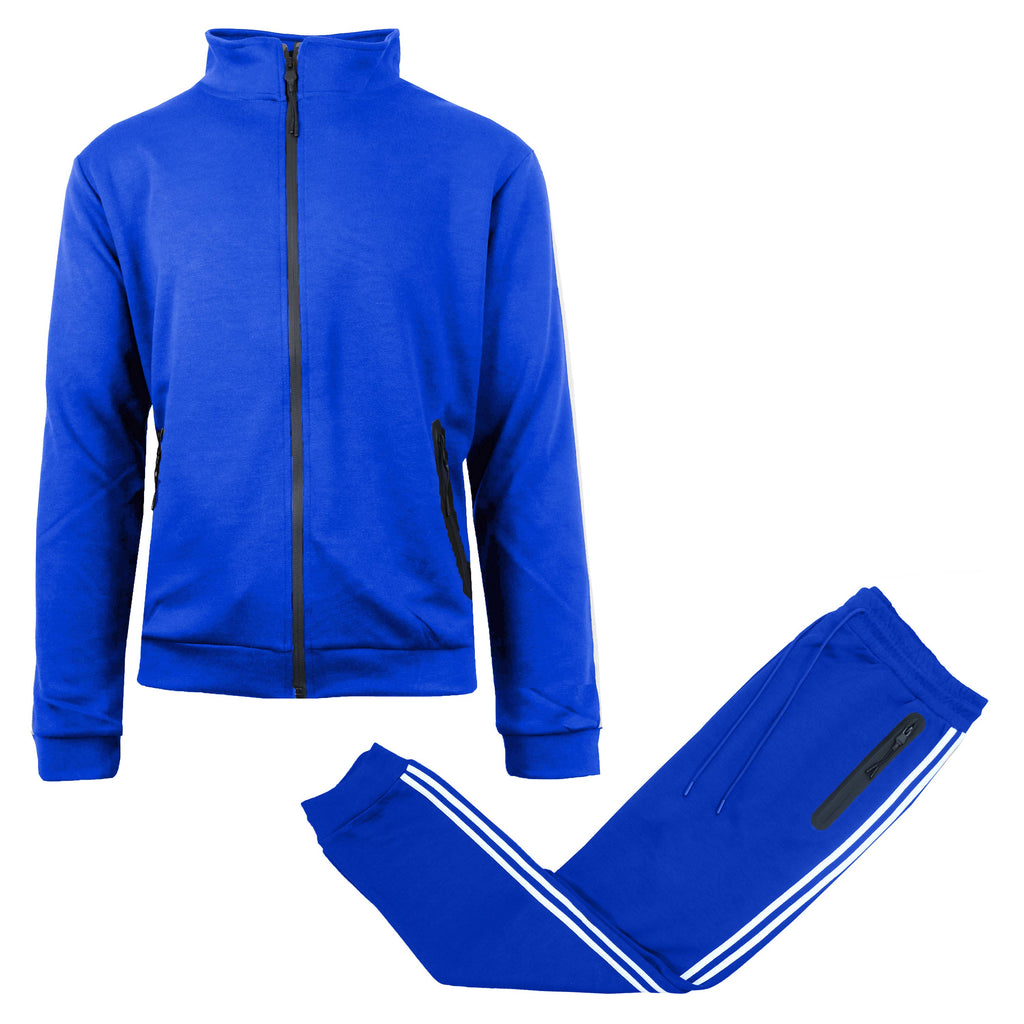 Men's Tech Fleece Sweatshirt And Jogger 2 Piece Set: Royal / S