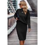 Two Pieces Turtleneck Drop Shoulder Skirt Sets
