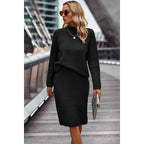 Two Pieces Turtleneck Drop Shoulder Skirt Sets