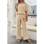 Two Pieces Outfits Knitted Crew Neck Button Set