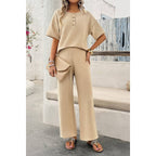 Two Pieces Outfits Knitted Crew Neck Button Set