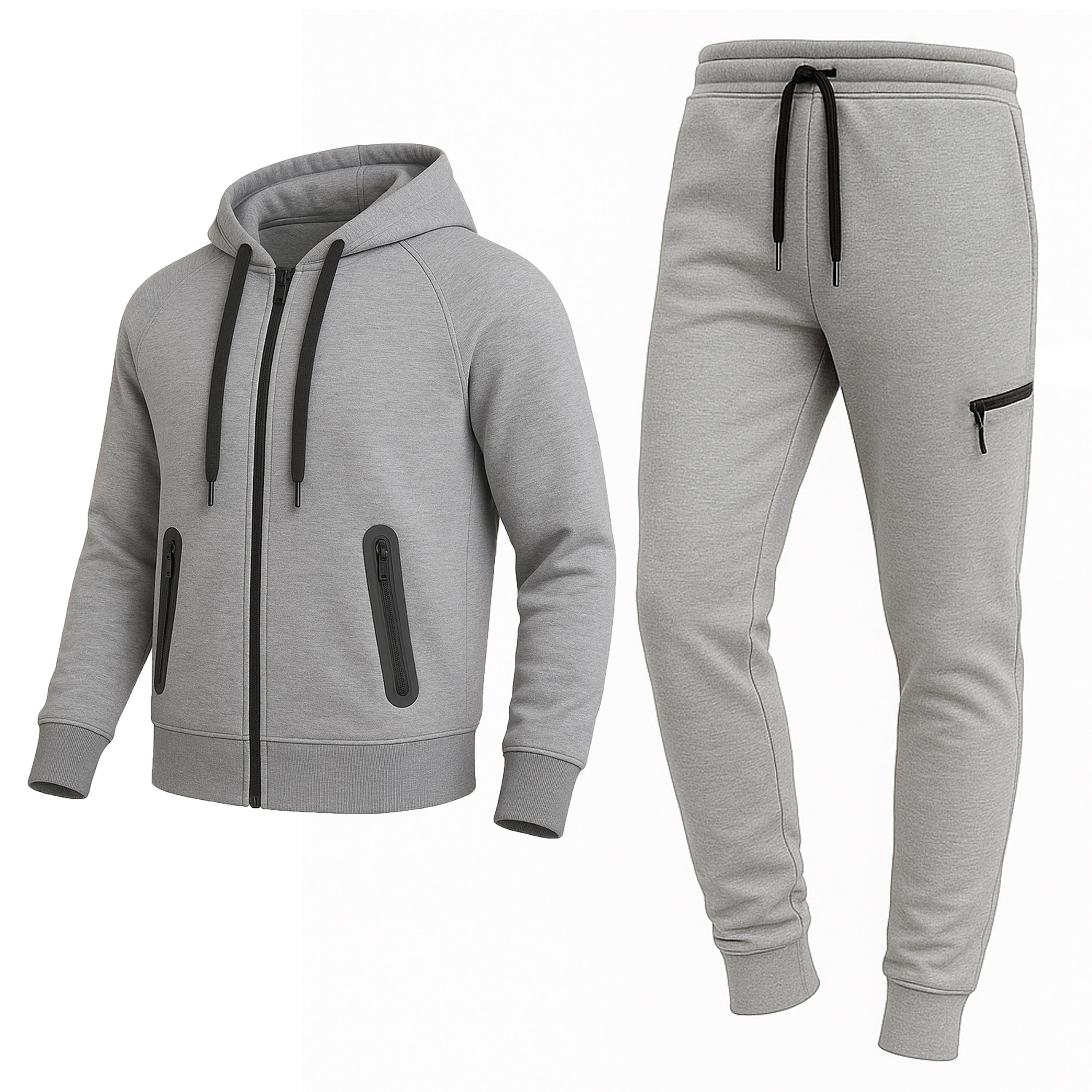 2-Piece Men's Tech Fleece Hoodie & Jogger Set (S-3XL): Black / L