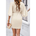 Bate Sleeves V Neck Ruched V Neck Fit Dress