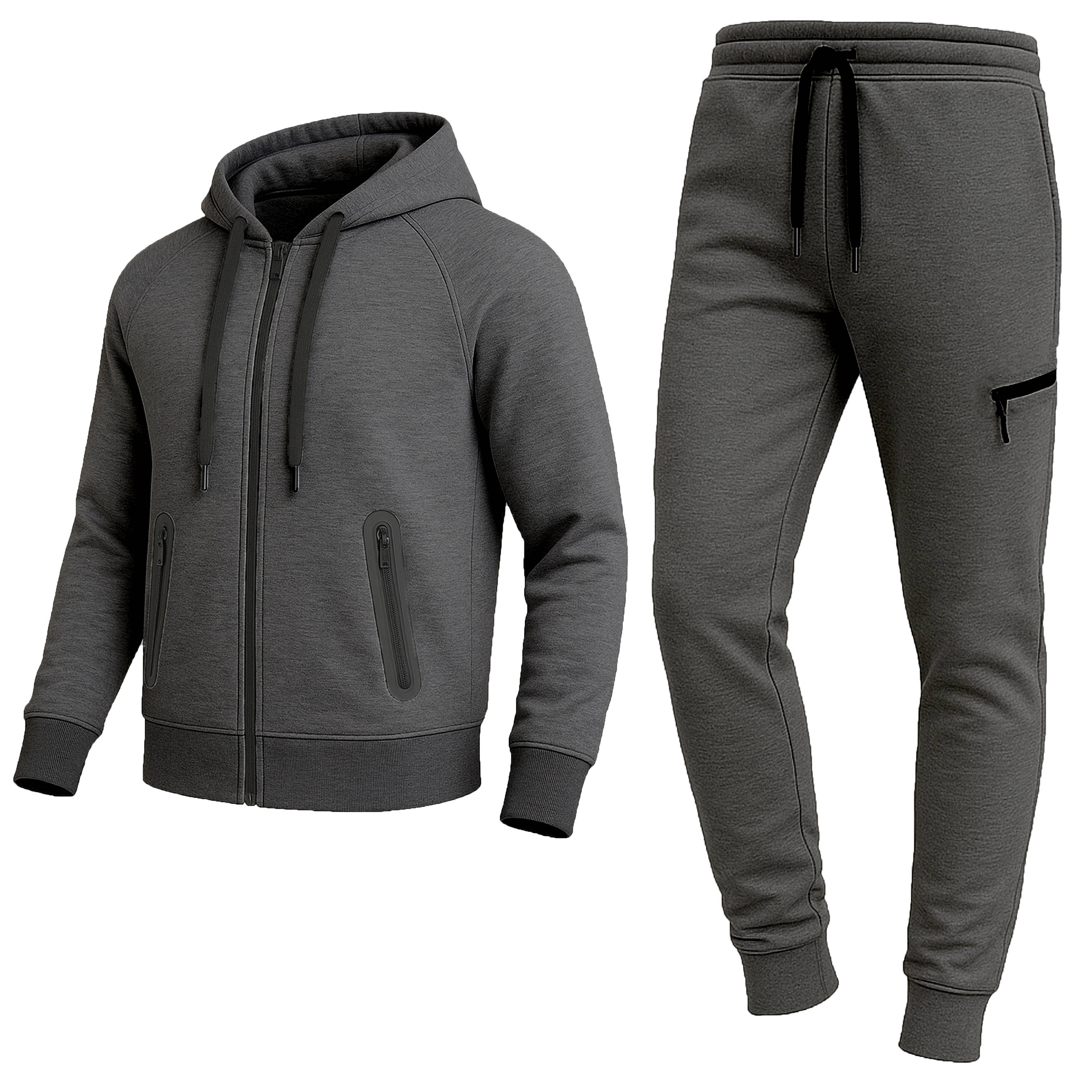 2-Piece Men's Tech Fleece Hoodie & Jogger Set (S-3XL): Black / S