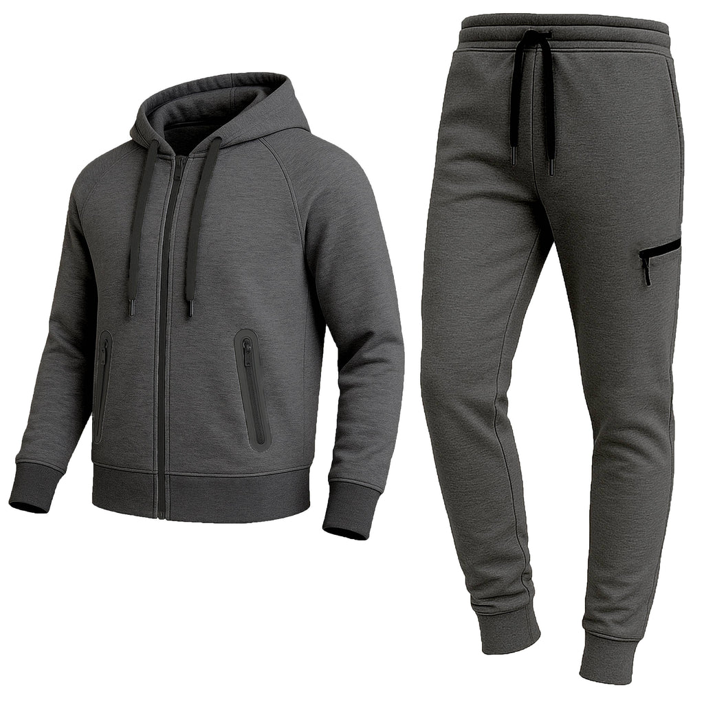 2-Piece Men's Tech Fleece Hoodie & Jogger Set (S-3XL): Black / XL