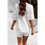 Two Pieces Solid Drop Shoulder Activewear Sets: WHITE / XL