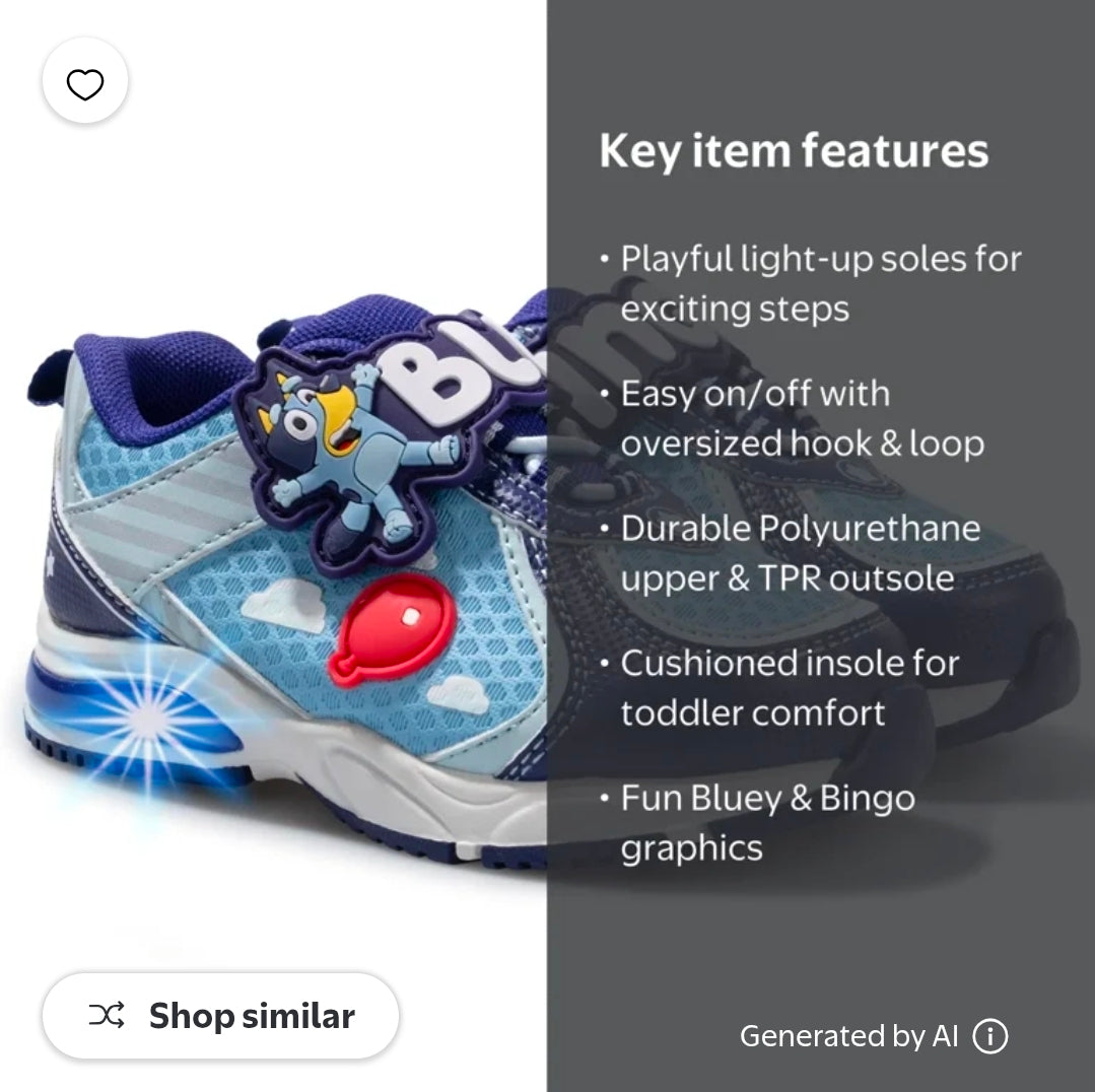 Bluey Toddler Boys Lighted Athletic Sneakers